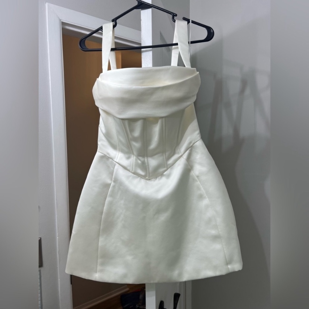 Meshki White Satin Corset Mini Dress - Picture 2 of 8